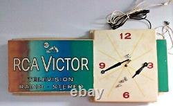VINTAGE CLOCK RCA VICTOR RADIO TELEVISION LIGHTED STORE DISPLAY SIGN. Needs TLC
