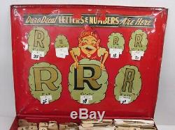 VINTAGE DURO DAN METAL STORE DISPLAY, SIGN MAKER DECALS LETTER & #'s, 5 sizes