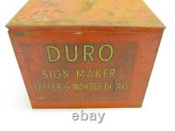 VINTAGE DURO METAL STORE DISPLAY, SIGN MAKER DECALS LETTER & NUMBERS, 5.5x5.5