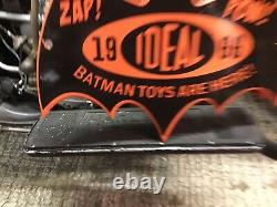 VINTAGE PORCELAIN 1966 IDEAL BATMAN TOYS ARE HERE DISPLAY SIGN Toy Store