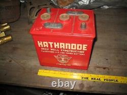 VINTAGE VERY RARE 1940s 50s BATTERY CASE STORE DISPLAY SIGN KATHANODE BATTERIES