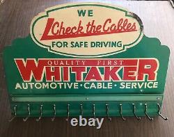 VINTAGE WHITAKER AUTOMOTIVE CABLE DISPLAY Advertising Rack Sign Gas & Oil