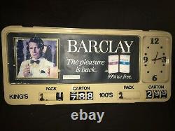 VTG Barclay Cigarette The Pleasure Is Back Clock Sign Store Display Rare 19x42