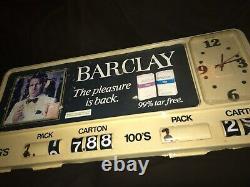 VTG Barclay Cigarette The Pleasure Is Back Clock Sign Store Display Rare 19x42