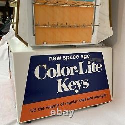 VTG Large 50 60's Color Lite Keys 4 Sided Metal Rotating Store Cabinet Display