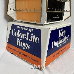 VTG Large 50 60's Color Lite Keys 4 Sided Metal Rotating Store Cabinet Display