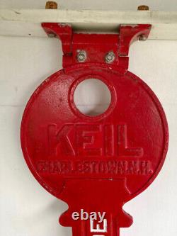 VTG Large KEIL Charlestown NH Red Key Store Display Advertising Metal Sign 30