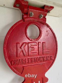 VTG Large KEIL Charlestown NH Red Key Store Display Advertising Metal Sign 30