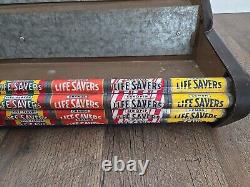VTG Life Savers 9 Flavor Metal Tin Candy 3 Rack Store Display Sign Advertizing