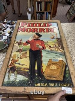 VTG Little Johnny Bellhop Phillip Morris Cigarettes 28x17 Cardboard 1940s