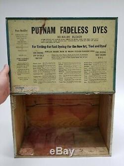 VTG Putnam Dyes Country General Store Display Metal Cabinet Sign Monroe Drug