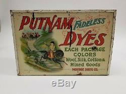 VTG Putnam Dyes Country General Store Display Metal Cabinet Sign Monroe Drug
