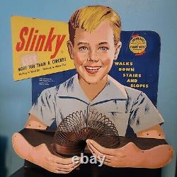 Very Rare Original 1953 Slinky Moving Store Display Vintage Advertisement Sign