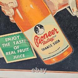 Very Rare Vintage Easel Back Framed Store Sign Pioneer Valley Orange Soda Offers