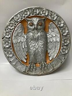 Vintage 12-1/2 wood composition Owl Drug Co. Medallion sign damage