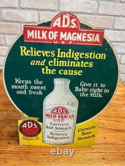 Vintage 1920s Milk of Magensia A. D. S. Advertising Store Display Sign Easelback