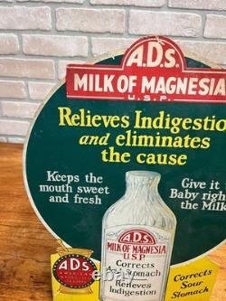 Vintage 1920s Milk of Magensia A. D. S. Advertising Store Display Sign Easelback