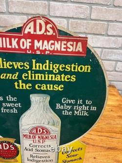 Vintage 1920s Milk of Magensia A. D. S. Advertising Store Display Sign Easelback