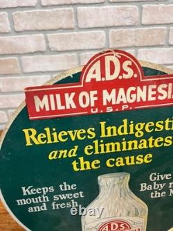 Vintage 1920s Milk of Magensia A. D. S. Advertising Store Display Sign Easelback