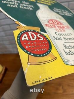 Vintage 1920s Milk of Magensia A. D. S. Advertising Store Display Sign Easelback