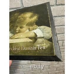 Vintage 1920s Waterman's Fountain Pen Sign Advertising Store Display Tin-Over-Ca