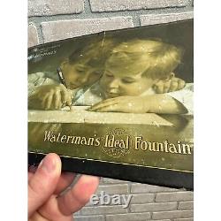 Vintage 1920s Waterman's Fountain Pen Sign Advertising Store Display Tin-Over-Ca