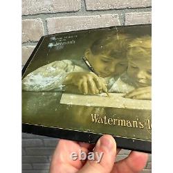 Vintage 1920s Waterman's Fountain Pen Sign Advertising Store Display Tin-Over-Ca