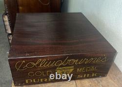 Vintage 1920s colliugbournes medal pure silk metal display cabinet sign spool