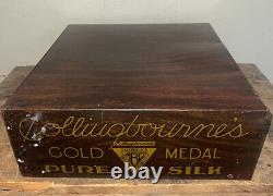 Vintage 1920s colliugbournes medal pure silk metal display cabinet sign spool
