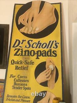 Vintage 1925 Dr Scholls Stand up Cardboard Window Display Advertising Sign +Tins