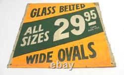 Vintage 1930's-1940's Dealer Sign Glass Bleted All Sizes 29.95 Wide Ovals Used
