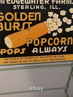 Vintage 1930's General Store Display GOLDEN BURST POPCORN Edgewater Farms Sign