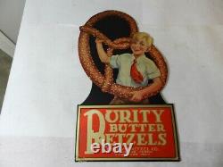 Vintage 1930's Purity Butter Pretzels Advertising Sign-vintage Advertising Sign