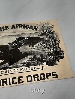 Vintage 1930s Little African Licorice Drops Paper General Store Candy Sign Rare