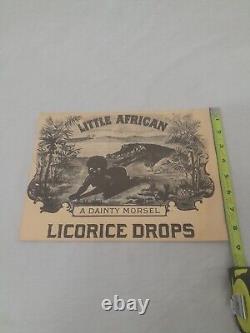 Vintage 1930s Little African Licorice Drops Paper General Store Candy Sign Rare