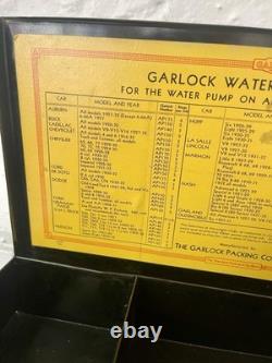 Vintage 1930s Metal Garlock Auto Water Pump Packing Store Display Parts Box Sign