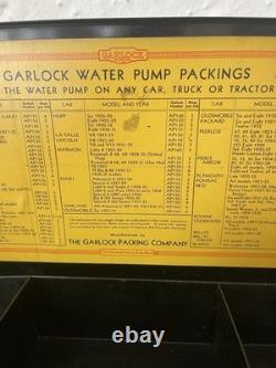 Vintage 1930s Metal Garlock Auto Water Pump Packing Store Display Parts Box Sign