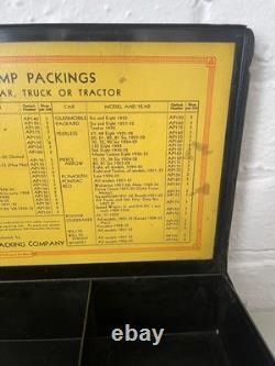 Vintage 1930s Metal Garlock Auto Water Pump Packing Store Display Parts Box Sign