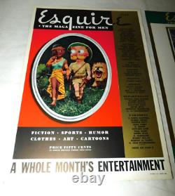 Vintage 1937 Esquire Magazine Store Display Poster Sign Advertisements