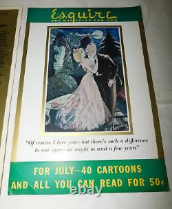 Vintage 1937 Esquire Magazine Store Display Poster Sign Advertisements