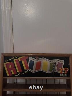 Vintage 1940's RIT Tints & Dyes General Store 23 Wood Display Cabinet Sign