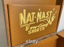 Vintage 1946 NAT NAST Bowling Shirts Advertising Traveling Salesman Display Case