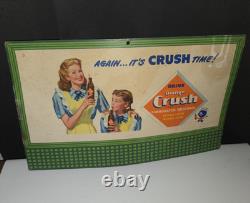 Vintage 1948 Orange Crush Cardboard Advertising Sign Crushy Store Display RARE