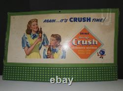 Vintage 1948 Orange Crush Cardboard Advertising Sign Crushy Store Display RARE