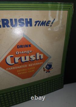 Vintage 1948 Orange Crush Cardboard Advertising Sign Crushy Store Display RARE