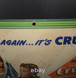 Vintage 1948 Orange Crush Cardboard Advertising Sign Crushy Store Display RARE