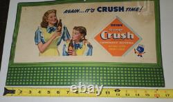 Vintage 1948 Orange Crush Cardboard Advertising Sign Crushy Store Display RARE