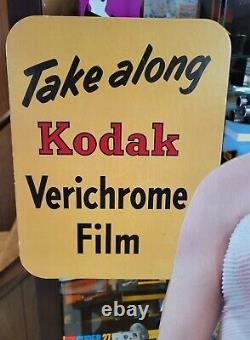 Vintage 1950's KODAK Life Size WOMAN STORE DISPLAY Duaflex Camera & FILM SIGN