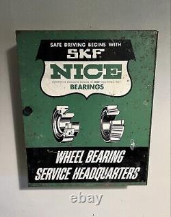 Vintage 1950s SKF Nice Wheel Bearings Metal Cabinet Service Sign Auto Gas Oil