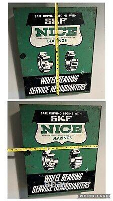 Vintage 1950s SKF Nice Wheel Bearings Metal Cabinet Service Sign Auto Gas Oil